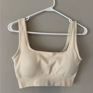 Women's Cream Ribbed Bralette